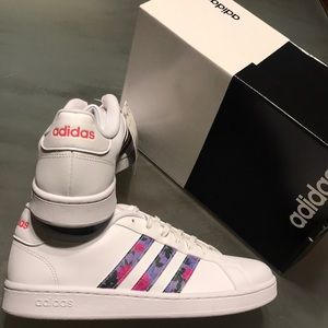 Adidas Grand Court SNEAKERS SHOES FLOWERS PINK